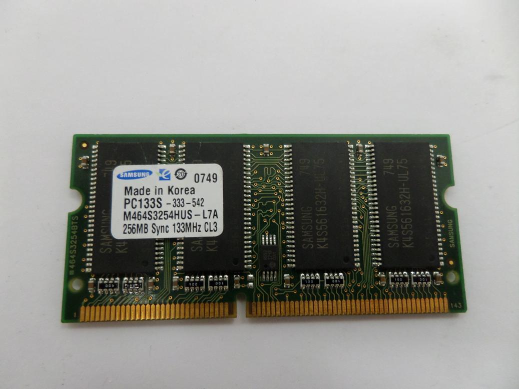 M464S3254HUS-L7A - Samsung 256MB PC133 133MHz non-ECC Unbuffered CL3 144-Pin SDRAM SoDimm - USED
