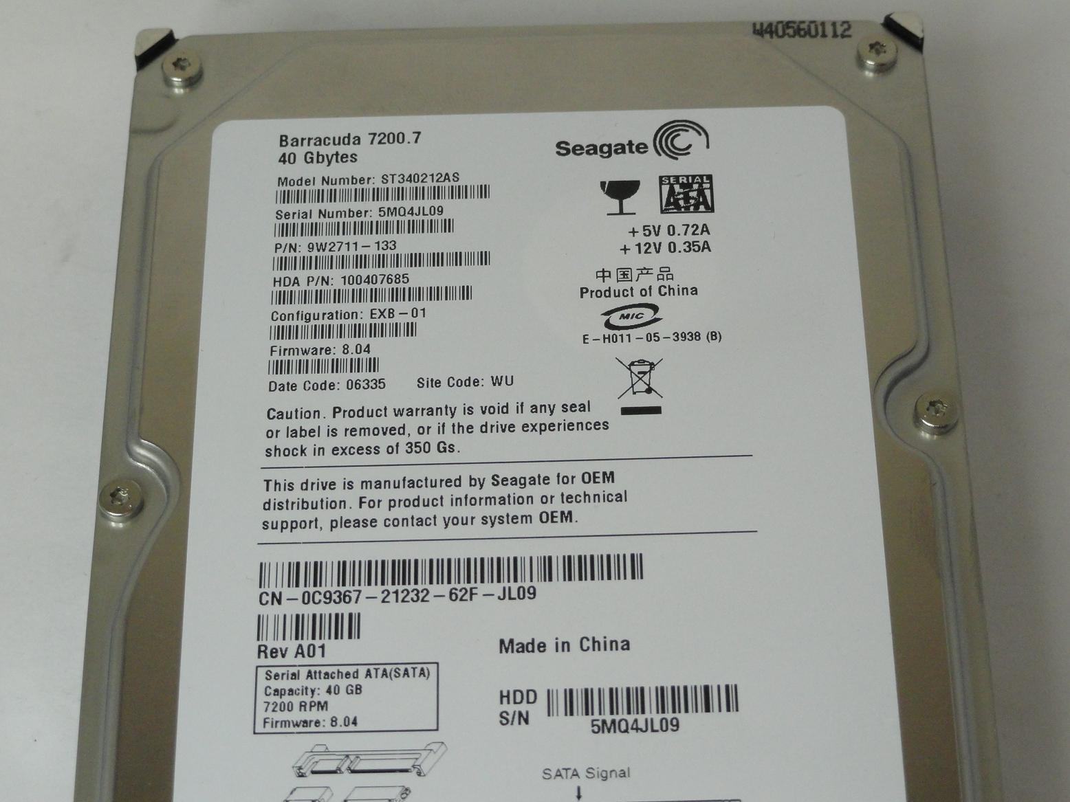 PR25686_9W2711-133_Seagate Dell 40GB SATA 7200rpm 3.5in HDD - Image3