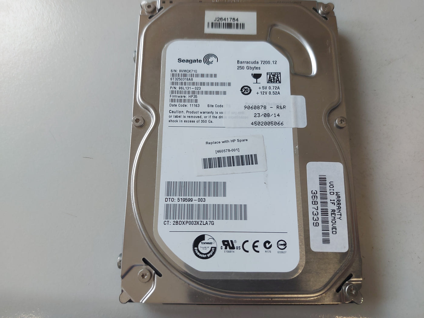 Seagate HP 250GB 7200RPM SATA 3.5in Barracuda HDD ( 9SL131-023 ST3250318AS 519599-003 460578-001 ) REF