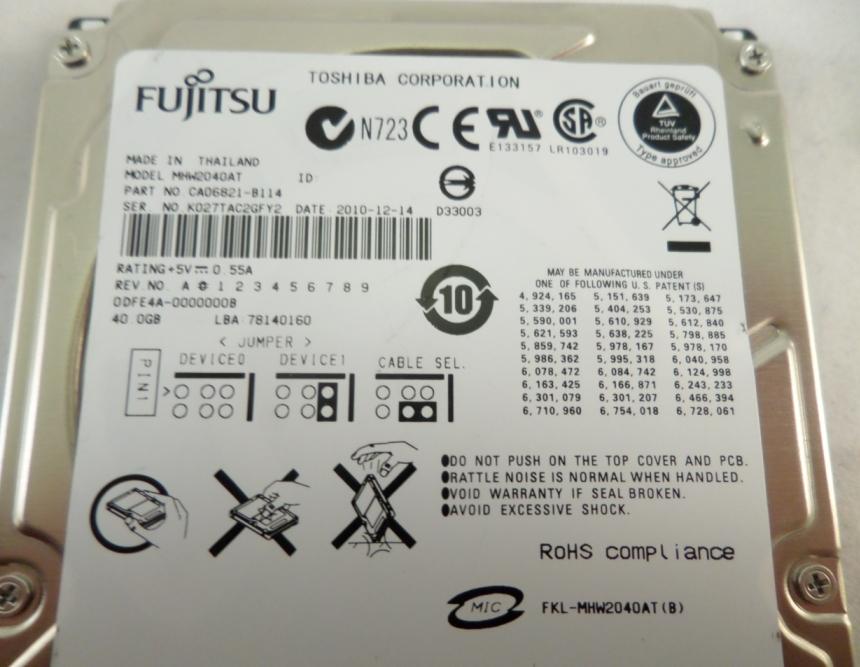 PR12923_CA06821-B114_Fujitsu 40GB IDE 4200rpm 2.5in HDD - Image4