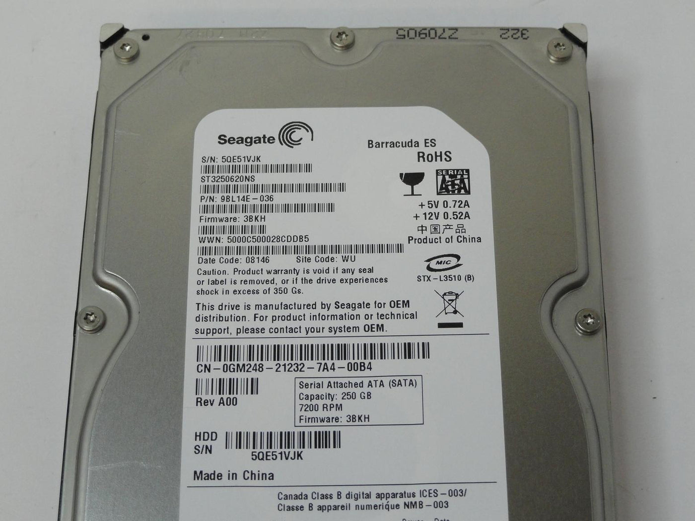 PR11595_9BL14E-036_Seagate Dell 250GB SATA 7200rpm 3.5in HDD - Image3