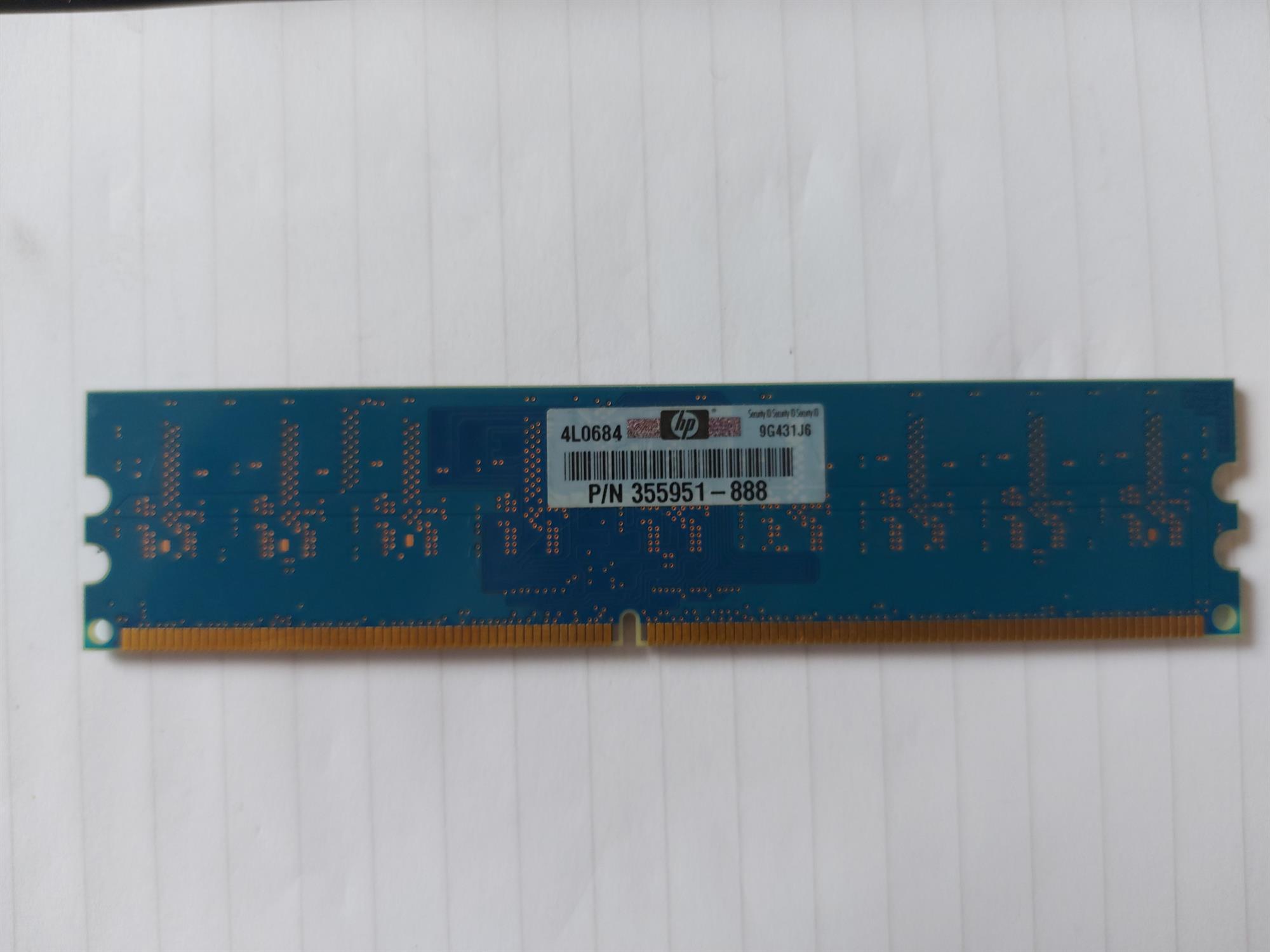 Nanya/HP 512MB PC2-4200 DDR2-533MHz non-ECC Unbuffered CL4 240-Pin DIMM Memory Module (NT512T64U88A0BY-37B 355951-888)