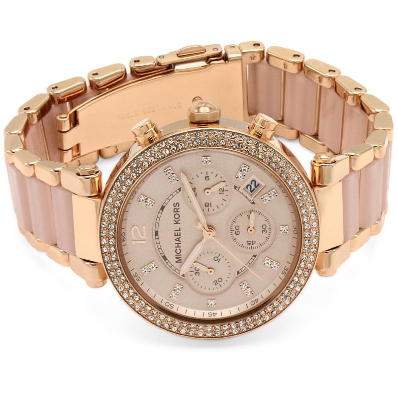 Ladies Michael Kors Parker Chronograph Watch Rose Gold ( MK5896 )
