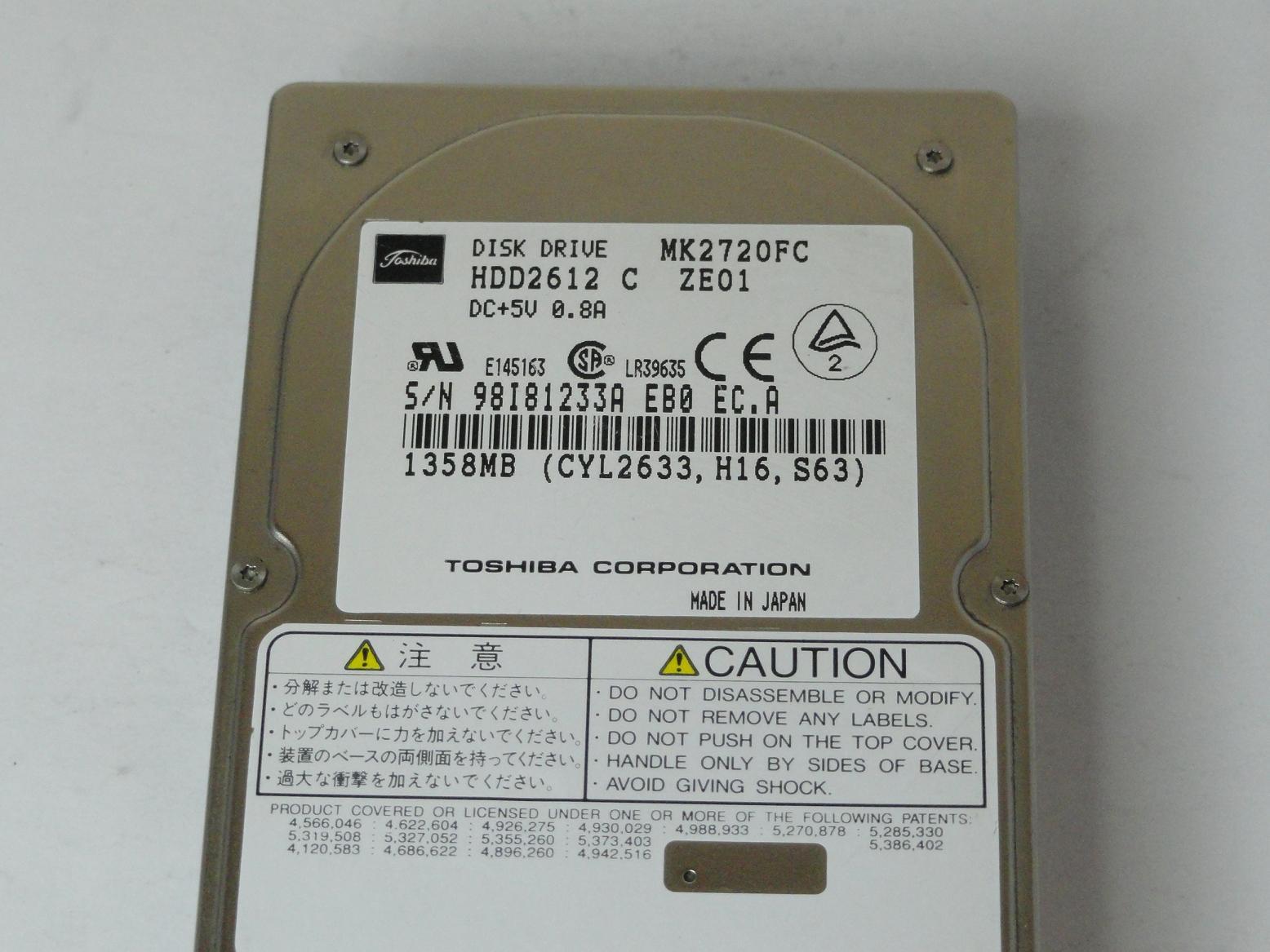 MC4320_HDD2612_Toshiba 1.35GB IDE 4200rpm 2.5in HDD - Image3