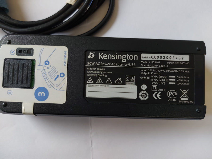 Kensington 90W USB Notebook AC Power Adapter ( K33402 420-0003-00 ) REF