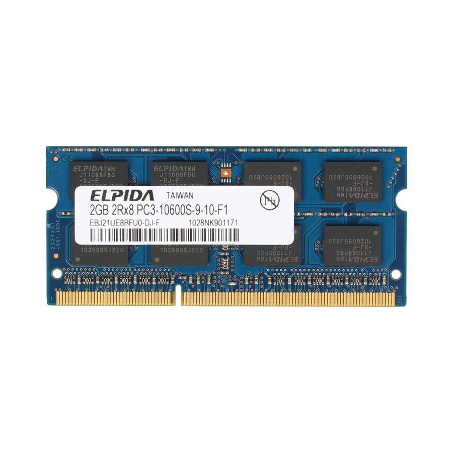 Elpida 2GB PC3-10600 DDR3-1333MHz non-ECC Unbuffered CL9 204-Pin SoDimm Dual Rank Memory Module ( EBJ21UE8BFU0-DJ-F ) REF