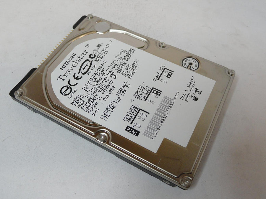 08K1089 - Hitachi 40GB IDE 4200rpm 2.5in HDD - Refurbished
