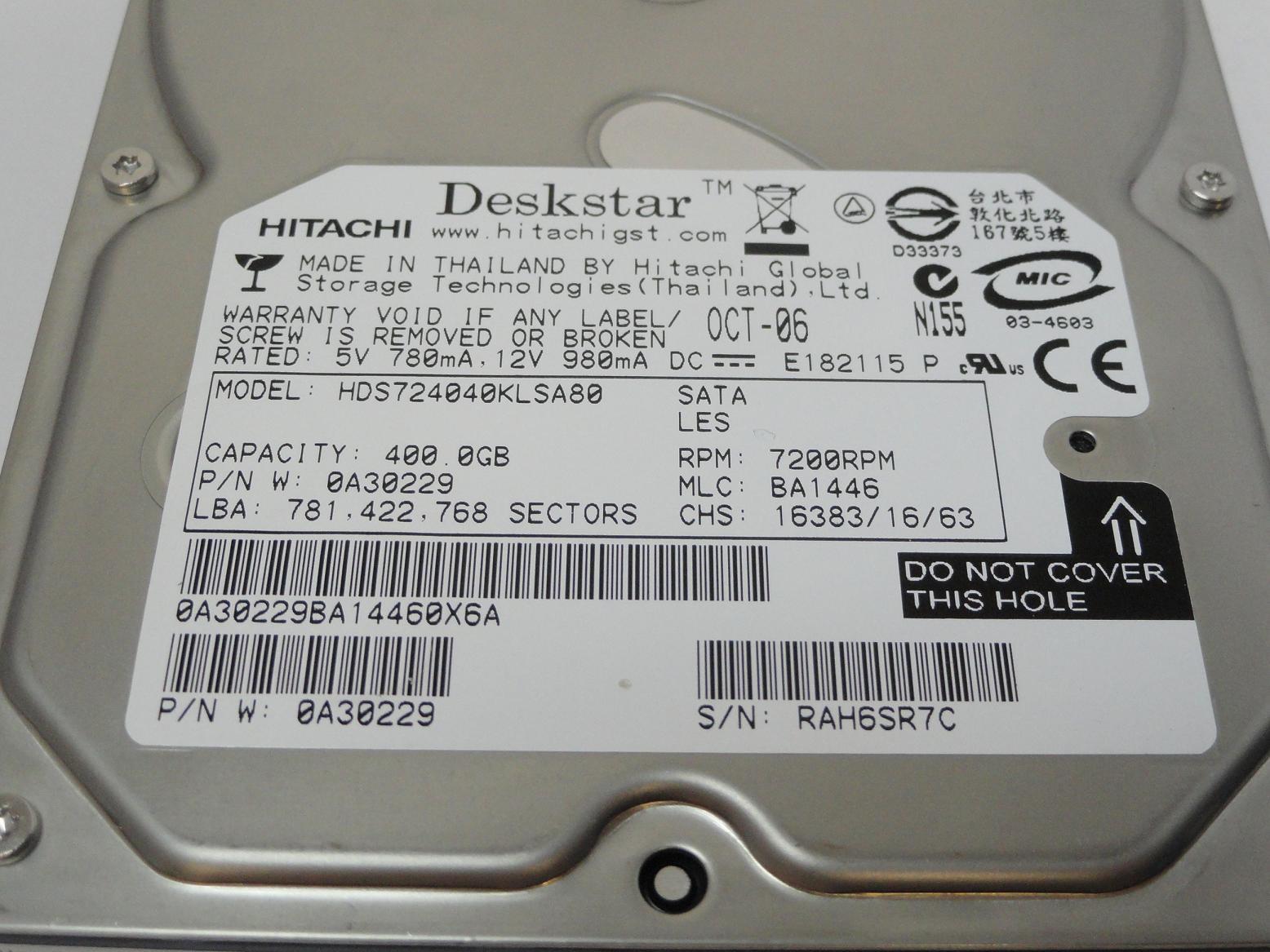MC6708_0A30229_Hitachi 400GB SATA 7200rpm 3.5in HDD - Image3