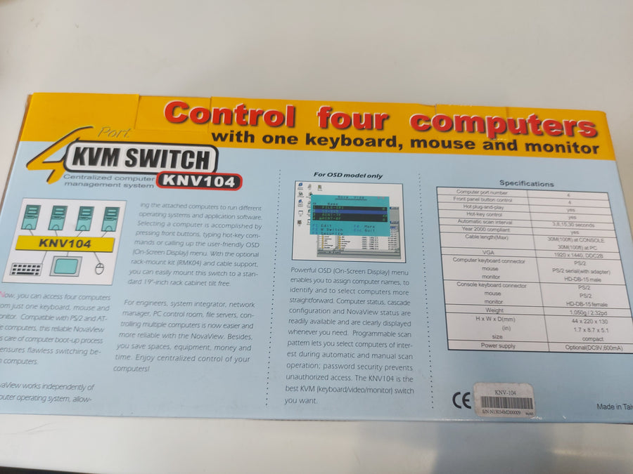 Rextron NovaView 4-port KVM PS/2 Switch ( KNV104 KNV-104 ) NEW