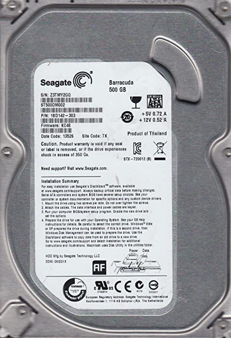 Seagate 500GB 7200RPM SATA 6.0 Gbps 16MB Cache 3.5in HDD ( 1BD142-303 ST500DM002 ) USED
