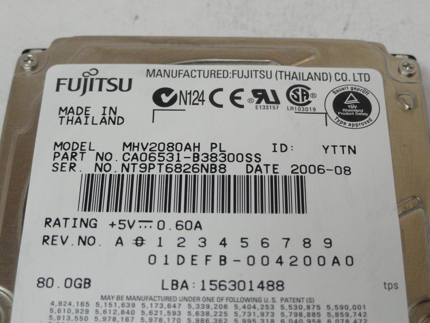 PR23968_CA06531-B38300SS_Fujitsu 80GB IDE 5400rpm 2.5in HDD - Image3