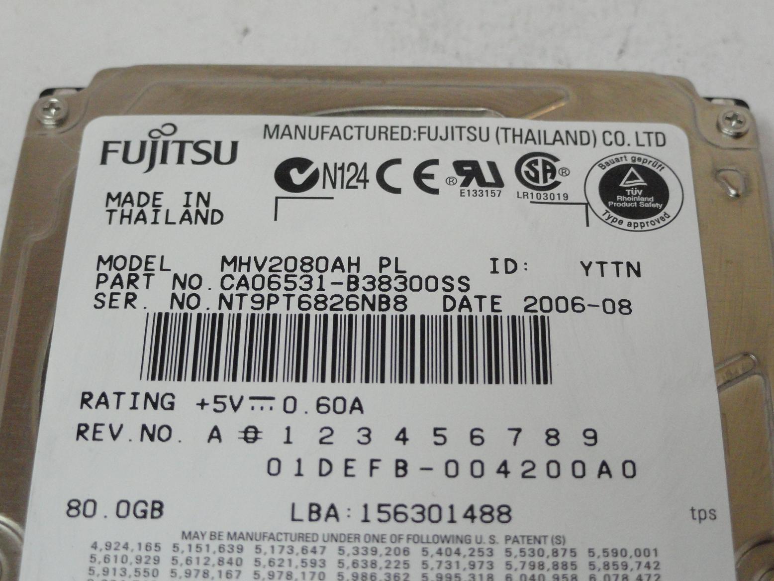 PR23968_CA06531-B38300SS_Fujitsu 80GB IDE 5400rpm 2.5in HDD - Image3