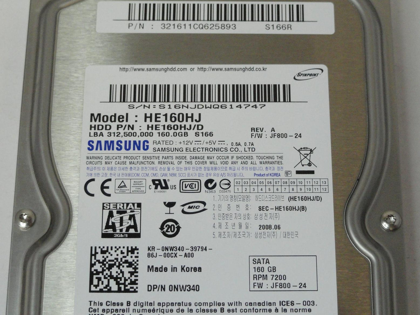 PR24961_HE160HJ/D_Samsung Dell 160GB STA 7200rpm 3.5in HDD - Image3