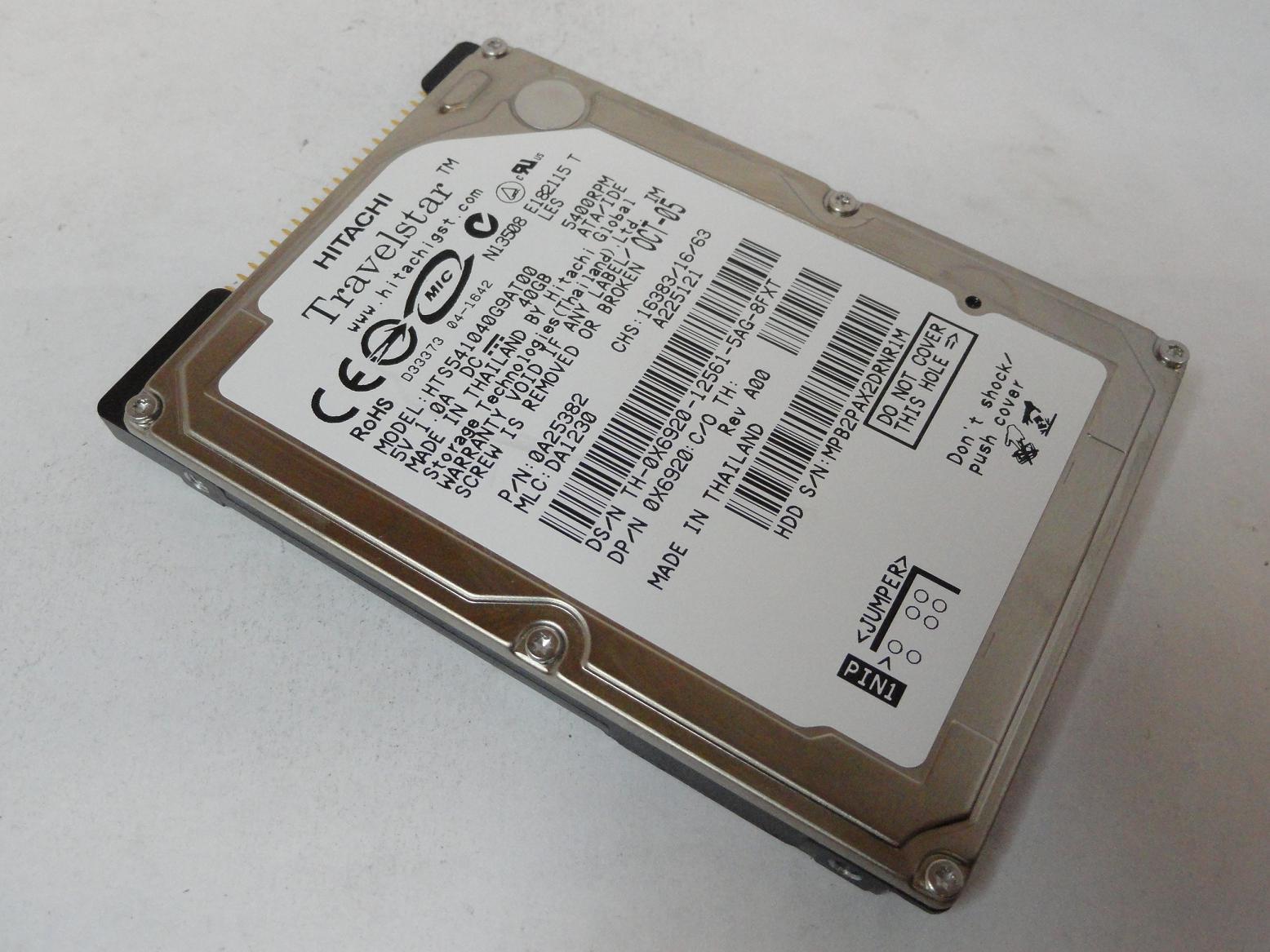 0A25382 - Hitachi Dell 40GB IDE 5400rpm 2.5in HDD - Refurbished