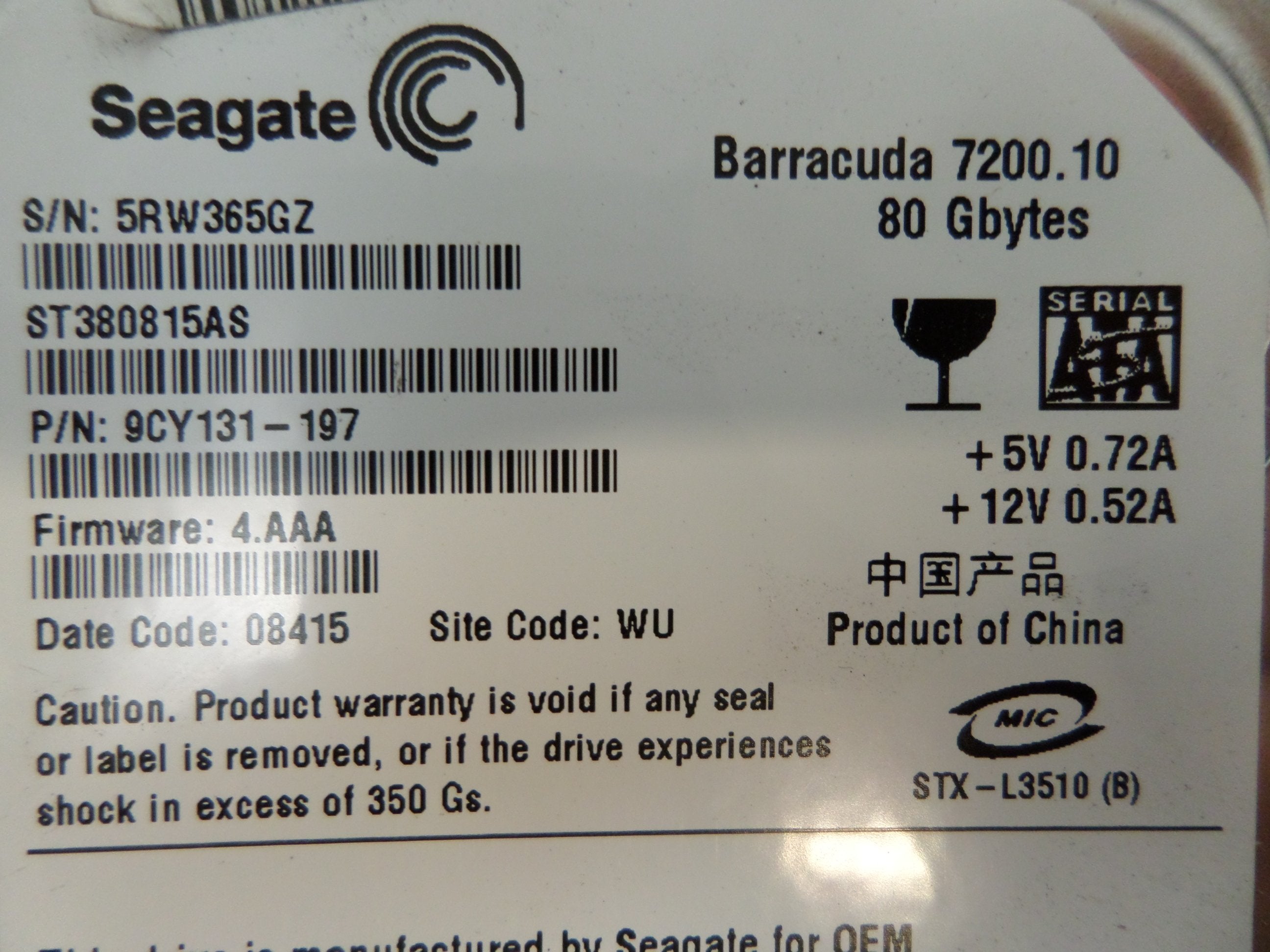 PR26038_9CY131-197_Seagate Barracuda 80GB 3.5" SATA HDD - Image4