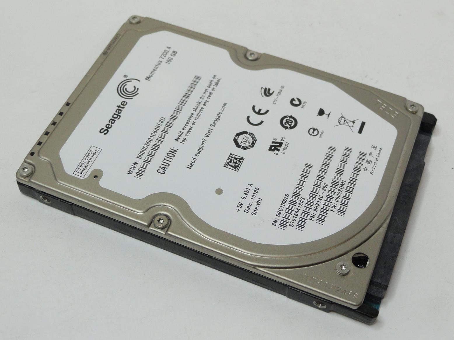 9HV14C-300 - Seagate 160GB SATA 7200rpm 2.5in Momentus 7200.4 HDD - USED