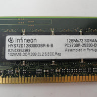 PC2700R-25330-C0 - HP/Infineon 1GB HP PC2700 DIMM 333Mhz DDR 333 CL2.5 ECC Reg - Refurbished