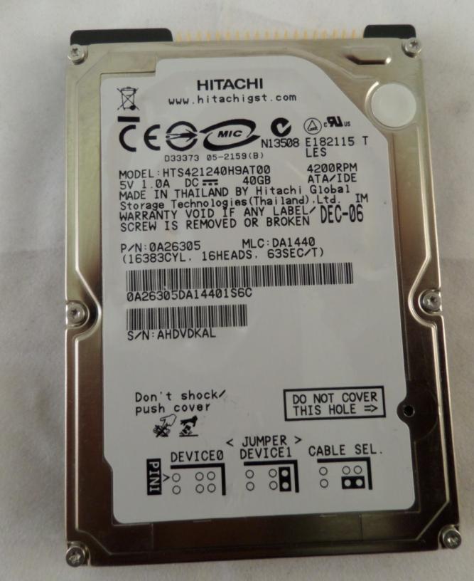 0A26305 - Hitachi 40GB IDE 4200rpm 2.5in HDD - Refurbished
