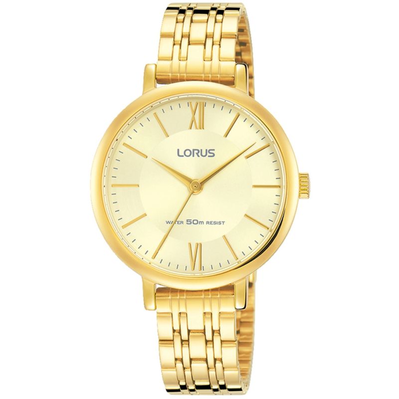 Lorus Womens Analogue Classic Quartz Watch with Gold Plated Strap RG268MX9