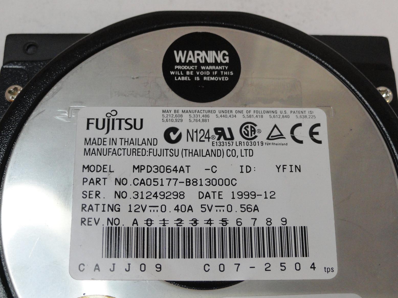 MC0469_CA05177-B813000C_Fujitsu Compaq 6.4GB IDE 5400rpm 3.5in HDD - Image4