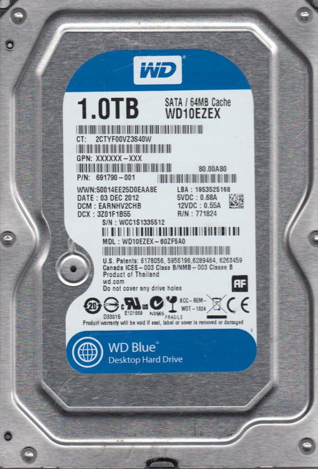 Western Digital HP 1TB 7200rpm SATA 3.5in HDD ( WD10EZEX-60ZF5A0 691790-001 ) REF