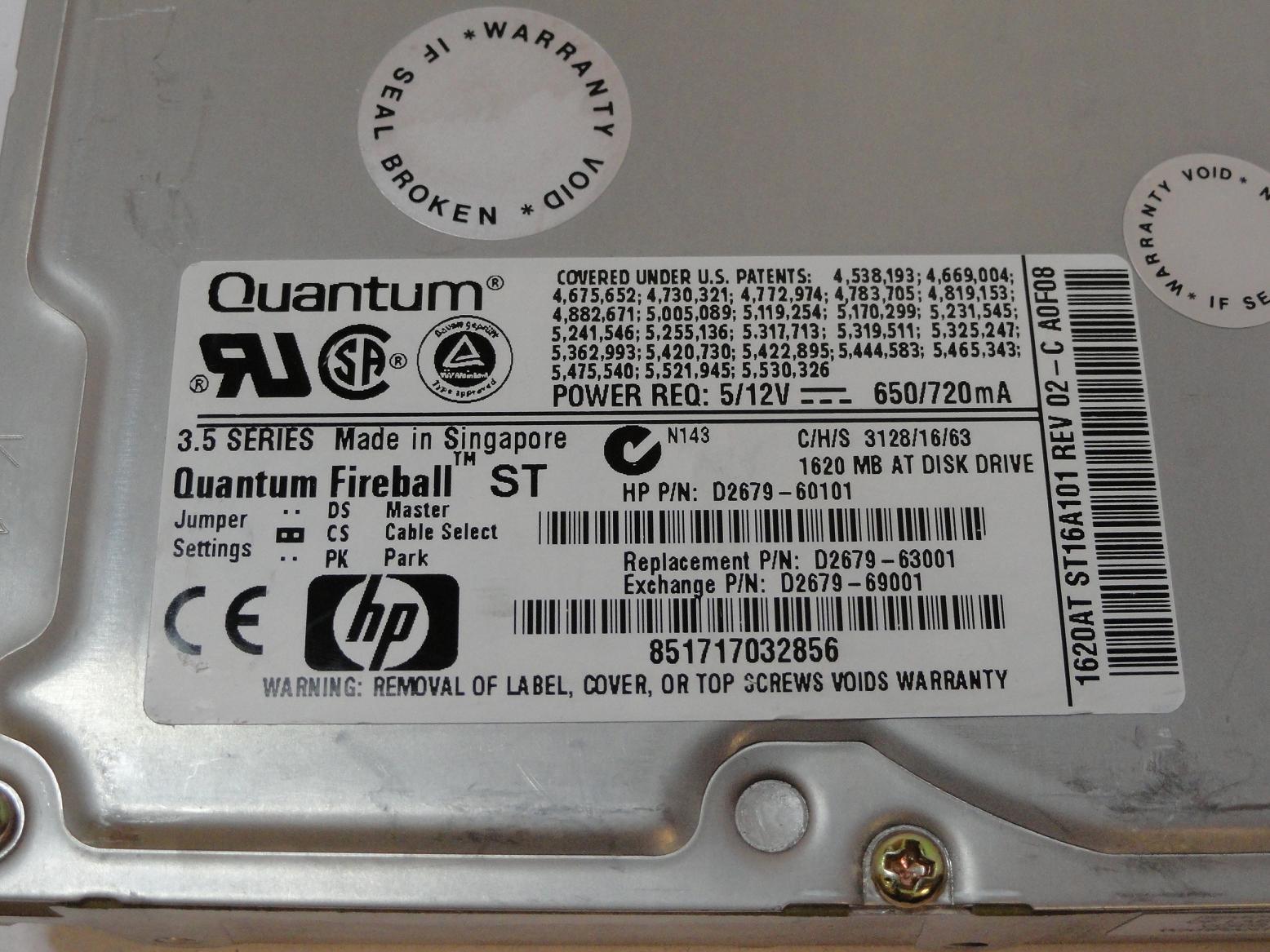 MC5404_ST16A101_Quantum HP 1.6GB IDE 5400rpm 3.5in HDD - Image4