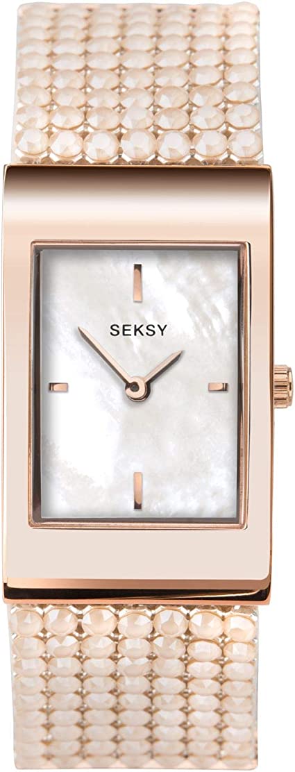Seksy Sekonda Ladies Shimmer Mother Of Pearl Rose Gold Tone Bracelet Watch 2727