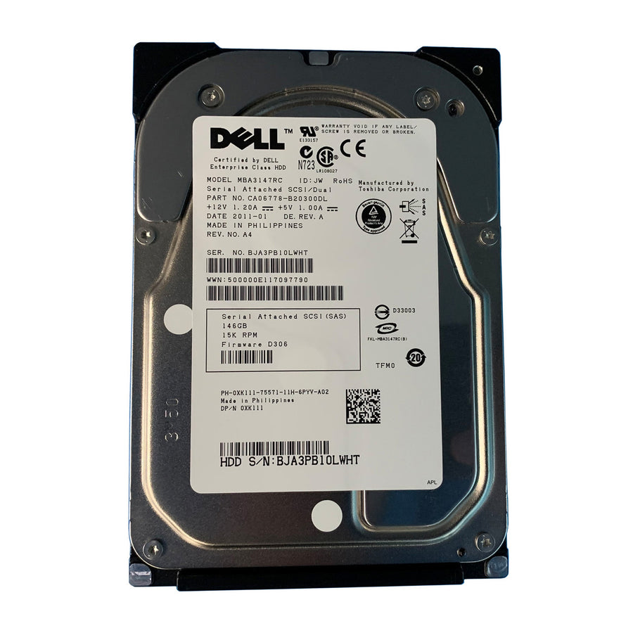 Fujitsu Dell 146GB 3.5" SAS HDD ( CA06778-B20300DL MBA3147RC 0XK111 ) USED