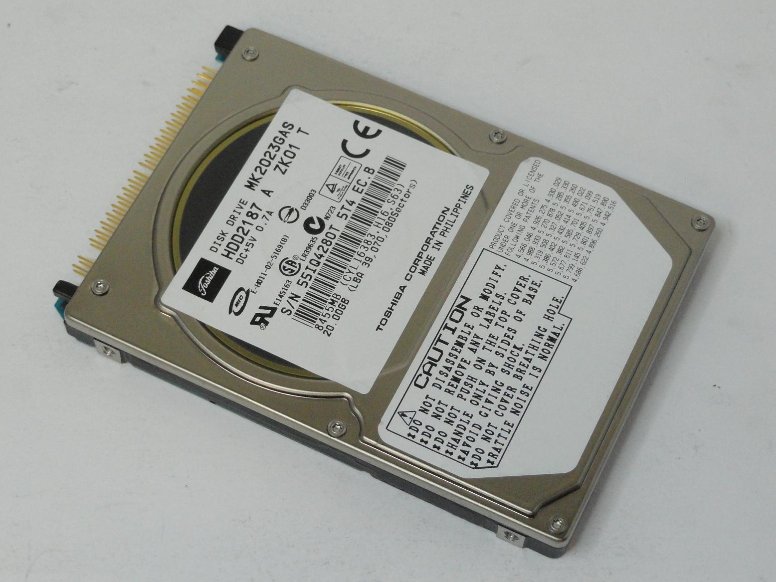 HDD2187 - Toshiba HP 20GB IDE 4200rpm 2.5in HDD - USED
