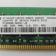 MT18VDDF12872G-40BD3 - Micron Technology 1GB 184p PC3200 CL3 18c 128x4 Registered ECC DDR DIMM - Refurbished