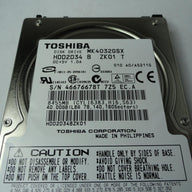 HDD2D34 - Toshiba 40GB SATA 5400rpm 2.5in HDD - Refurbished