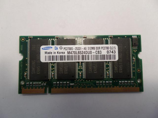 M470L6524DU0-CB3 - Samsung 512MB 200p PC2700 CL2.5 8c 32x16 DDR266 2.5V SODIMM - Refurbished