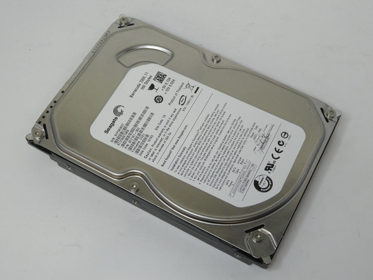 9FZ181-303 - Seagate 160GB SATA 7200rpm 3.5in HDD - Refurbished