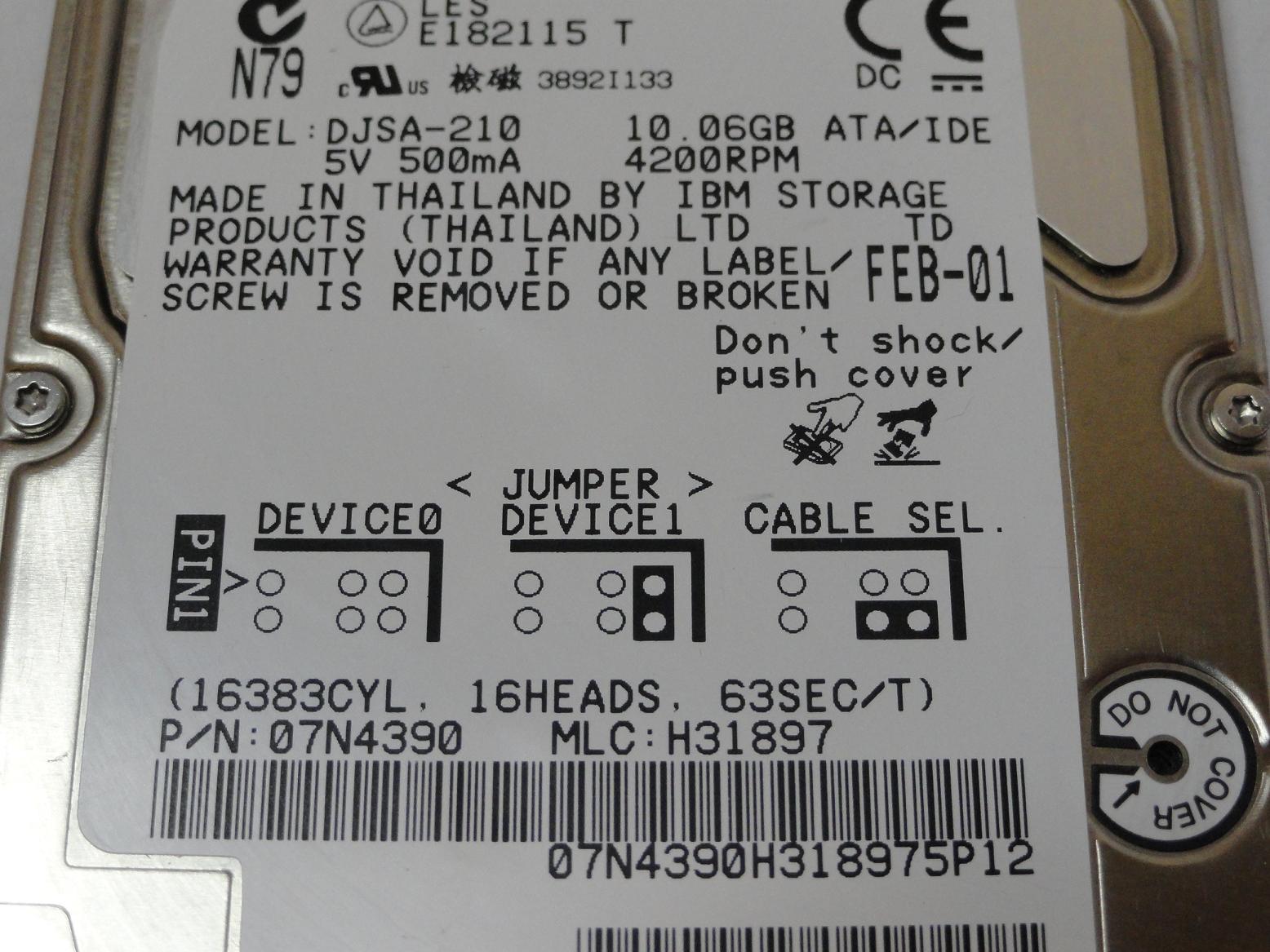 MC0113_07N4390_IBM 10GB IDE 4200rpm 2.5in HDD - Image3