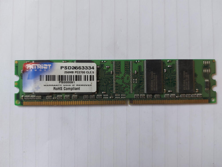 Patriot Memory 256MB PC2700 333MHz CL2.5 DDR SDRAM DIMM Memory Module (PSD2563334)