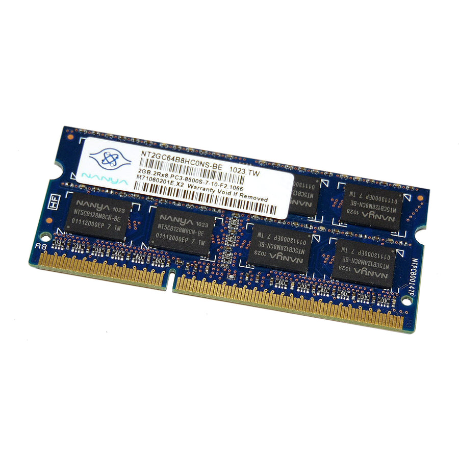 Nanya 2GB PC3-8500 DDR3-1066MHz non-ECC Unbuffered CL7 204-Pin SoDimm Dual Rank Memory Module ( NT2GC64B8HC0NS-BE ) REF