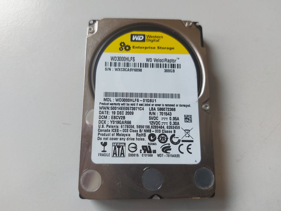 Western Digital VelociRaptor 300GB 10Krpm SATA 2.5in HDD ( WD3000HLFS WD3000HLFS-01G6U1 ) REF