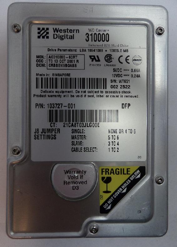 MC2263_AC310000-60RT_Compaq/Wdigital 10GB IDE HDD - Image4