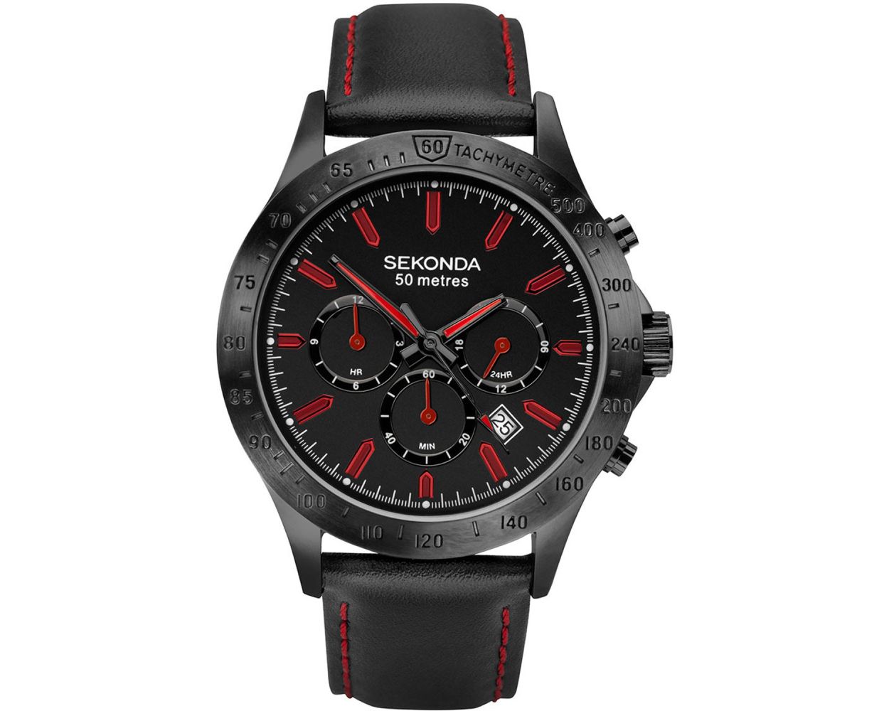 Sekonda Mens Multi dial Quartz Watch with Leather Strap 1652