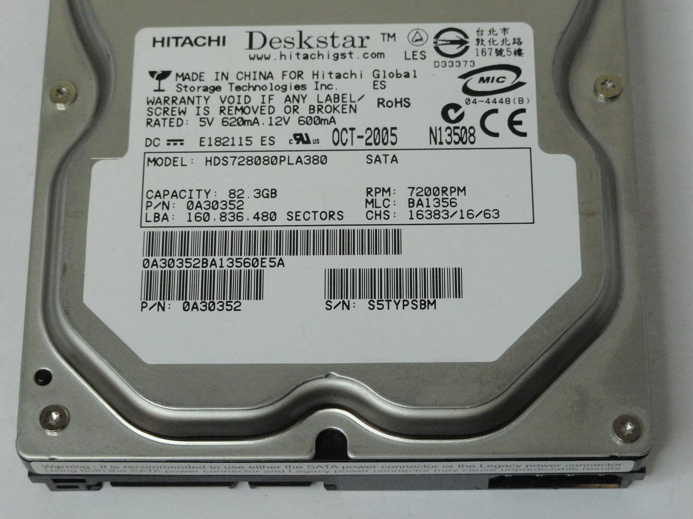 PR23883_0A30352_Hitachi 80GB SATA 7200rpm 3.5in HDD - Image3