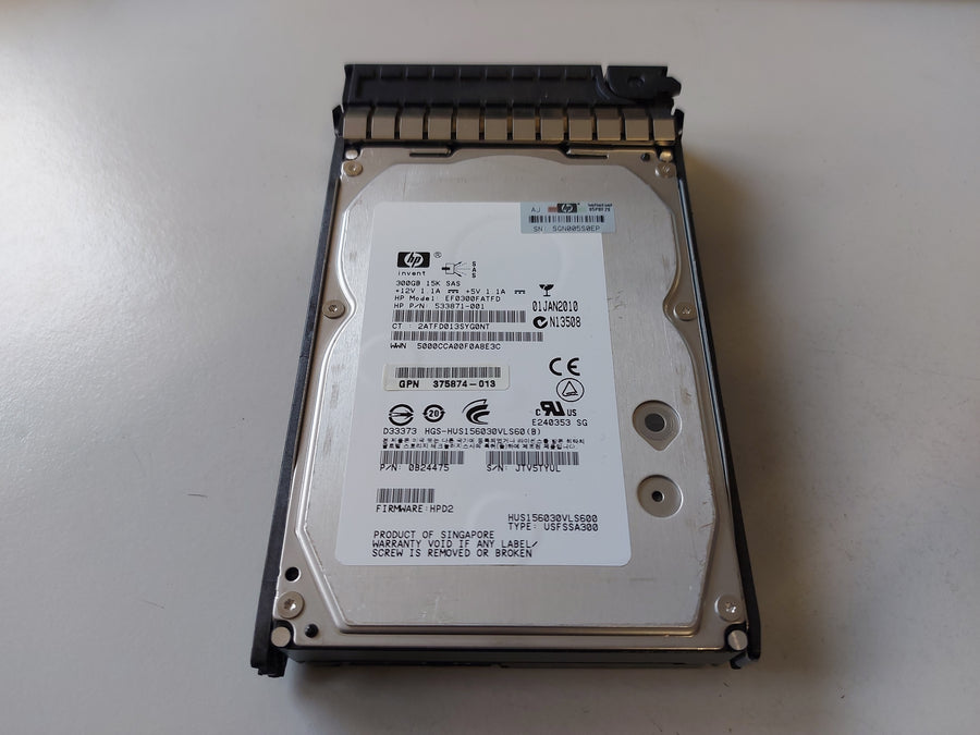 Hitachi HP 300GB 15Krpm SAS Ultrastar 3.5in HDD in Caddy ( 0B24475 HUS156030VLS600 533871-001 EF0300FATFD 375874-013 488060-001 ) USED